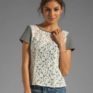 Nanette Lepore Grand Entry Lace Stripe Top